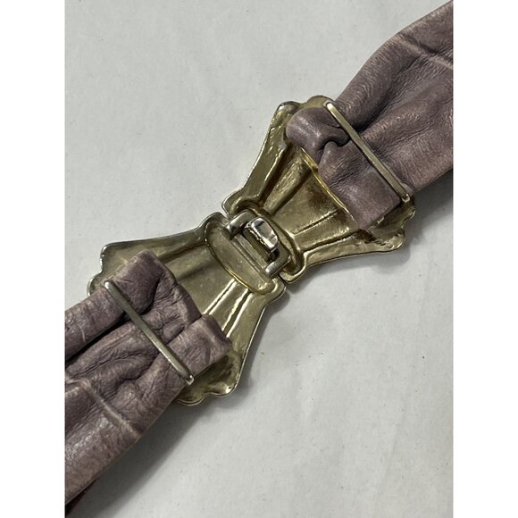Vintage Taupe Leather Belt With Metal Clasp - Picture 5 of 7